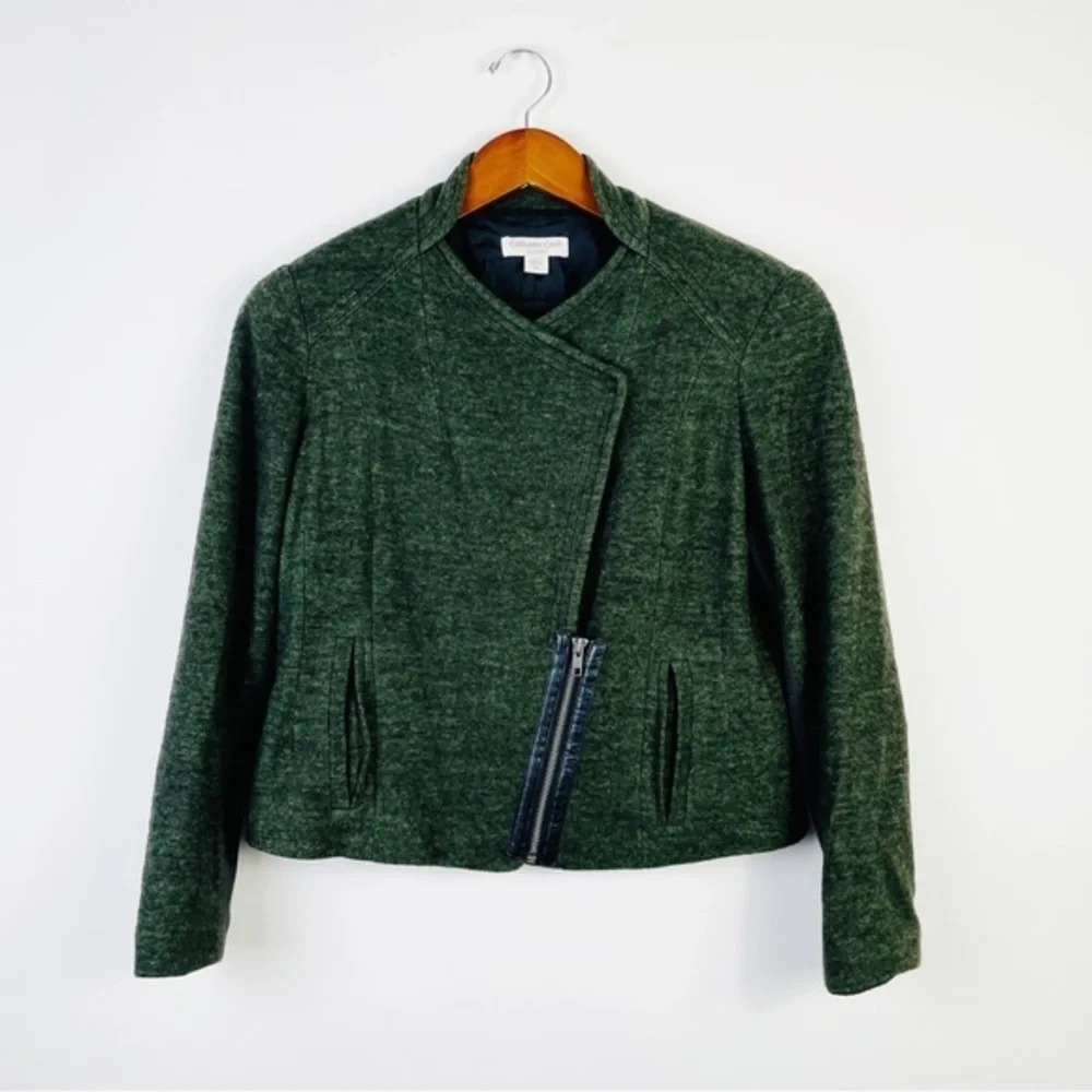 Coldwater Creek Heathered Green Wool Blend‎ Jacket Size Petite 6
